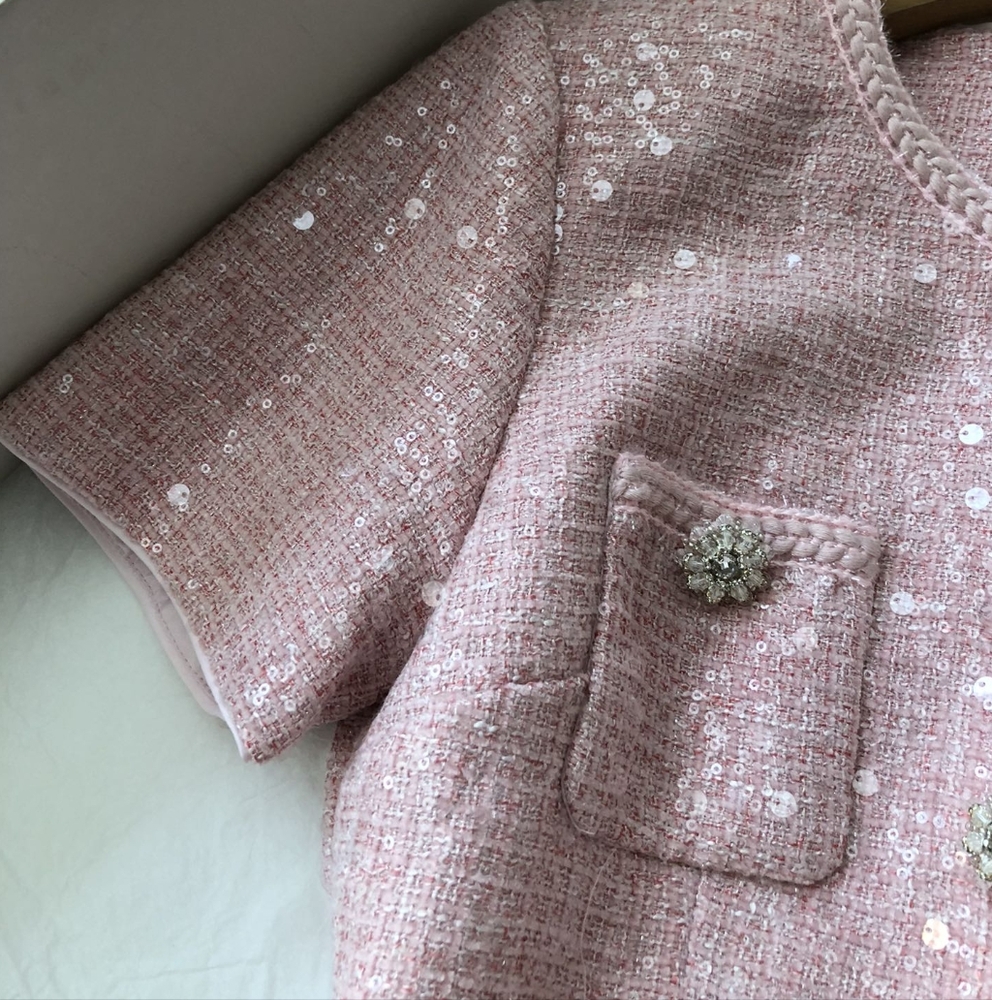 Self-Portrait Pink Boucle Midi Dress - Picture 13 of 13